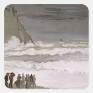 Claude Monet Rough Sea at Etretat, 1868-69 Square Sticker