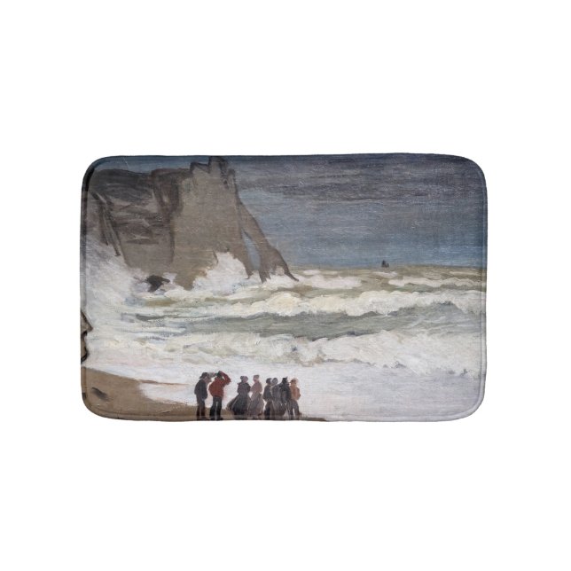 Claude Monet - Rough Sea at Etretat Bath Mat (Front)