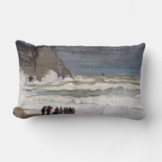 Claude Monet - Rough Sea at Etretat Lumbar Cushion (Front)