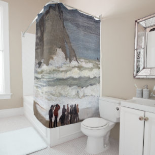 Claude Monet - Rough Sea at Etretat Shower Curtain