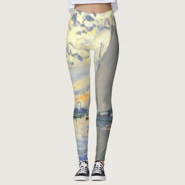 Claude Monet - Sailboat At Le Petit Gennevilliers Leggings (Front)