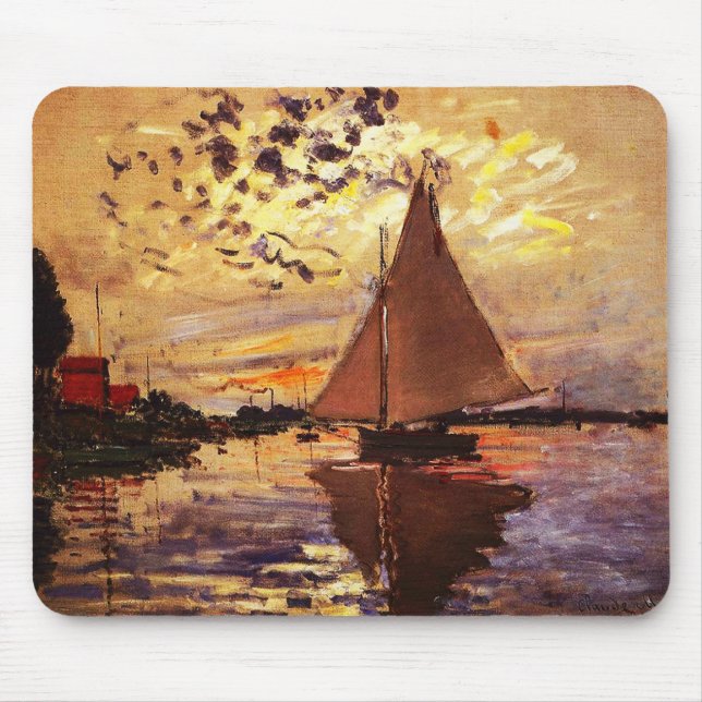 Claude Monet-Sailboat at Le Petit-Gennevilliers Mouse Mat (Front)