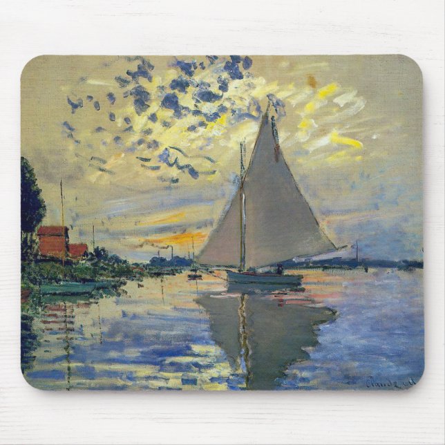 Claude Monet - Sailboat at Le Petit-Gennevilliers Mouse Mat (Front)