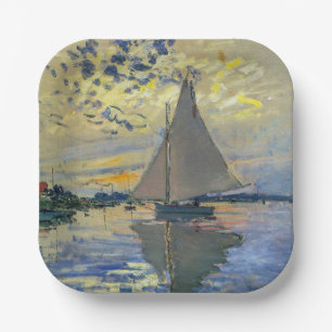Claude Monet - Sailboat at Le Petit-Gennevilliers Paper Plate
