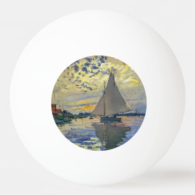 Claude Monet - Sailboat at Le Petit-Gennevilliers Ping Pong Ball (Front)