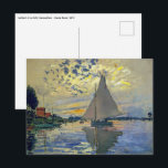 Claude Monet - Sailboat at Le Petit-Gennevilliers Postcard<br><div class="desc">Sailboat at Le Petit-Gennevilliers / Voilier au Petit-Gennevilliers - Claude Monet,  1874</div>
