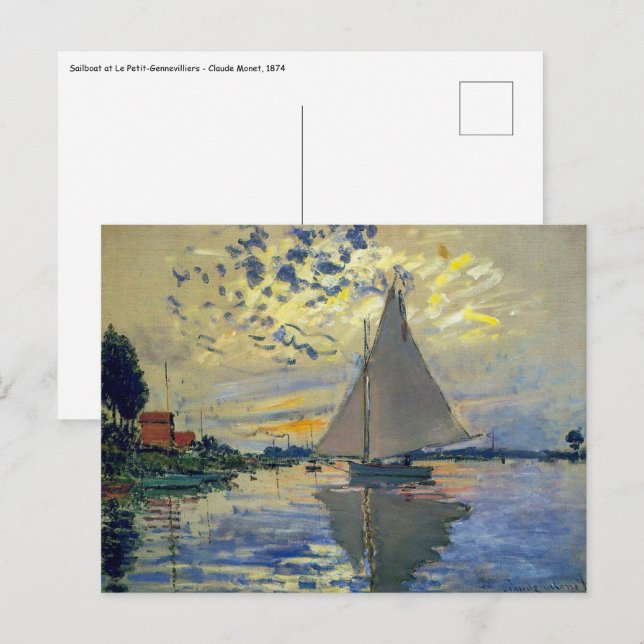 Claude Monet - Sailboat at Le Petit-Gennevilliers Postcard (Front/Back)