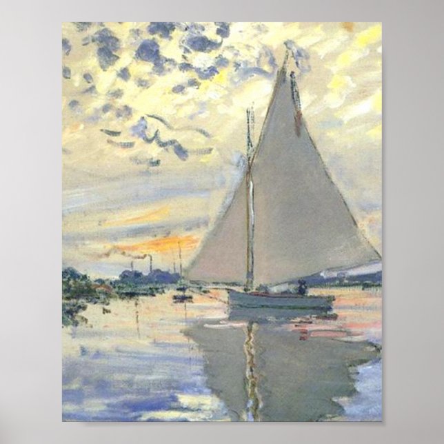 Claude Monet - Sailboat At Le Petit Gennevilliers Poster (Front)