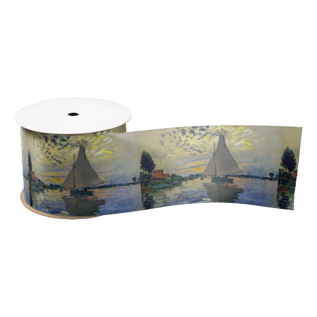 Claude Monet - Sailboat at Le Petit-Gennevilliers Satin Ribbon (Spool)