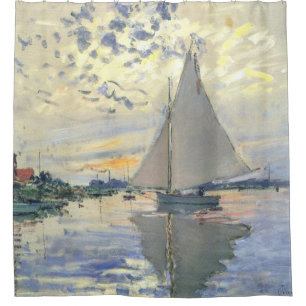 Claude Monet - Sailboat At Le Petit Gennevilliers Shower Curtain
