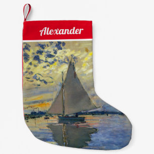 Claude Monet - Sailboat at Le Petit-Gennevilliers Small Christmas Stocking