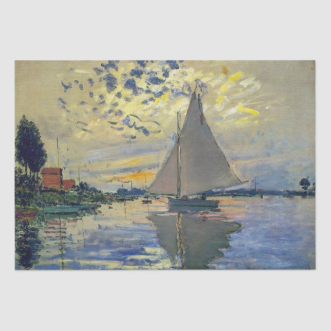 Claude Monet - Sailboat at Le Petit-Gennevilliers Tissue Paper (Front)