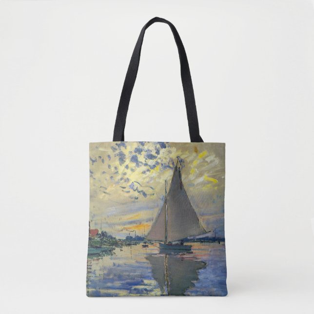 Claude Monet - Sailboat at Le Petit-Gennevilliers Tote Bag (Front)