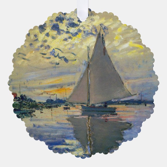 Claude Monet - Sailboat at Le Petit-Gennevilliers Tree Decoration Card (Front)