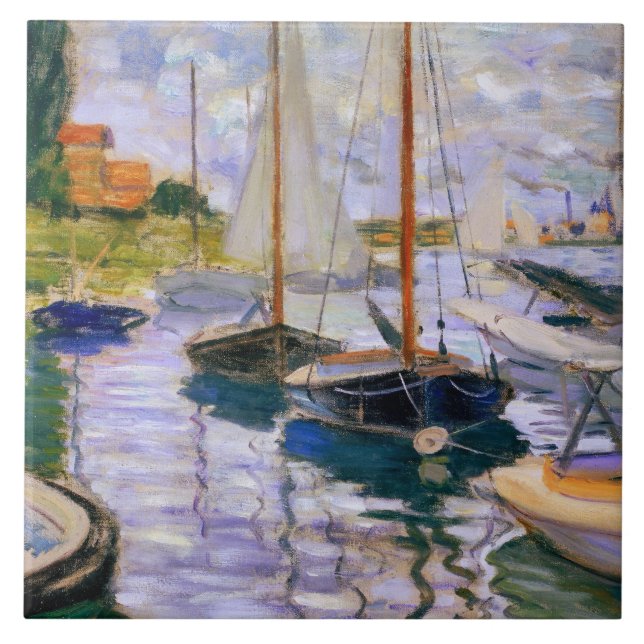 Claude Monet - Sailboats on the Seine Tile (Front)