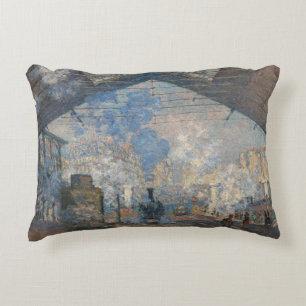 Claude Monet - Saint-Lazare Station exterior view Decorative Cushion