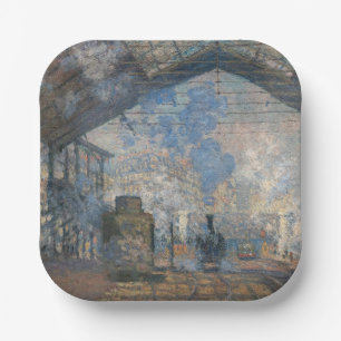 Claude Monet - Saint-Lazare Station exterior view Paper Plate