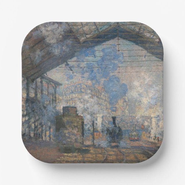 Claude Monet - Saint-Lazare Station exterior view Paper Plate (Front)