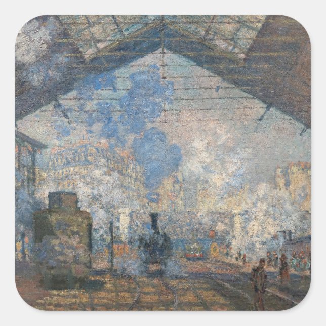 Claude Monet - Saint-Lazare Station exterior view Square Sticker (Front)