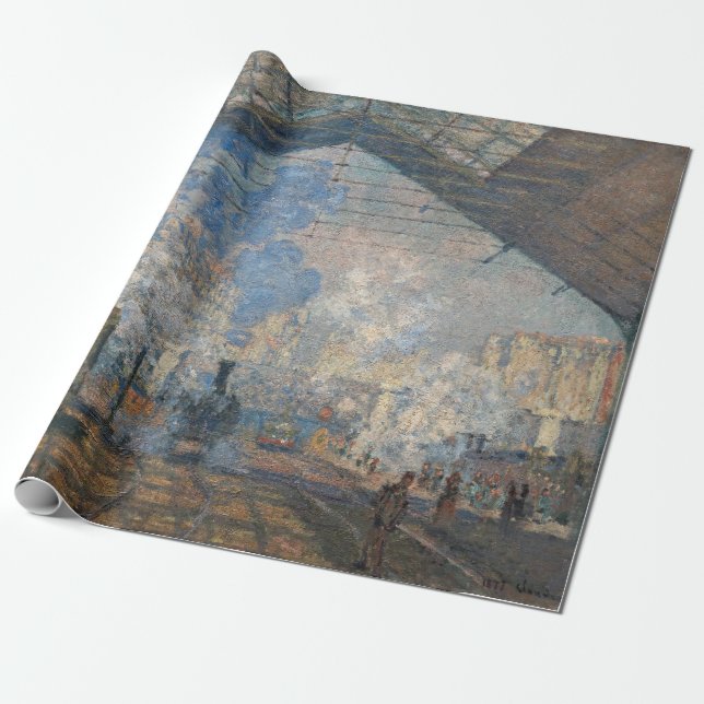 Claude Monet - Saint-Lazare Station exterior view Wrapping Paper (Unrolled)