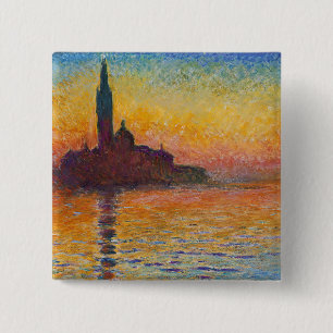 Claude Monet - San Giorgio Maggiore at Dusk 15 Cm Square Badge