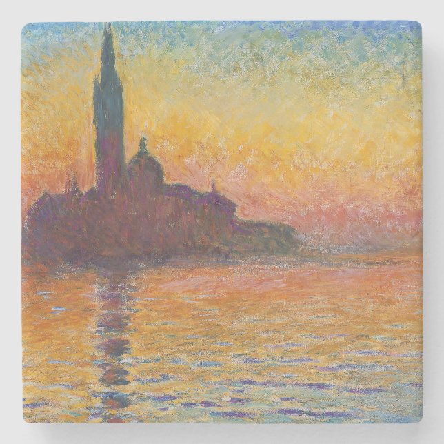 Claude Monet - San Giorgio Maggiore at Dusk Stone Coaster (Front)