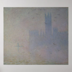 Claude Monet   Seagulls over Houses of Parliament Poster