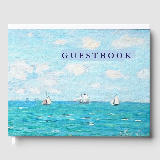Claude Monet Seascape At Saint-Adresse Fine Art Guest Book (Front)