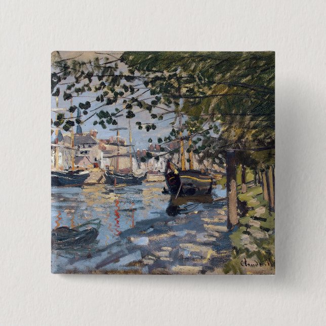 Claude Monet | Seine at Rouen, 1872 15 Cm Square Badge (Front)