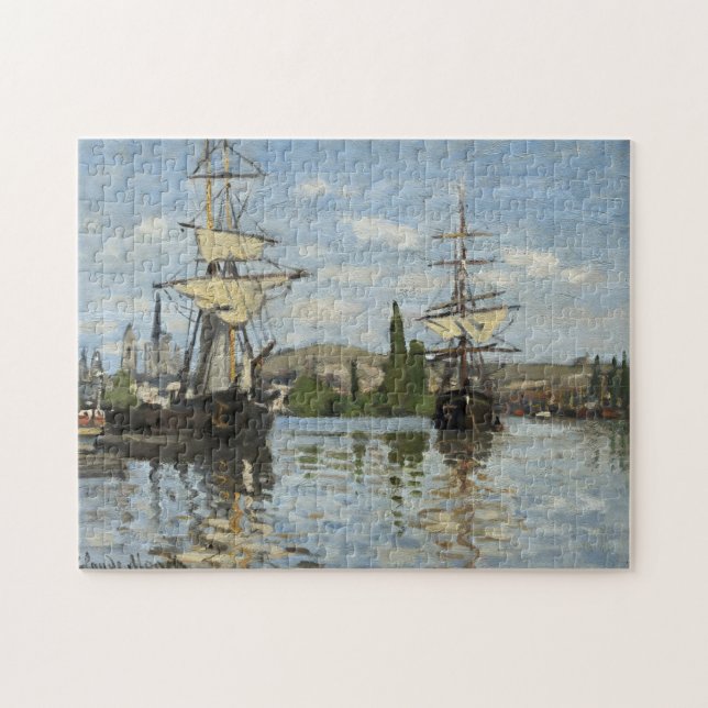 Claude Monet Ships on the Seine River Travel Art Jigsaw Puzzle (Horizontal)