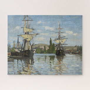 Claude Monet Ships on the Seine River Travel Art Jigsaw Puzzle