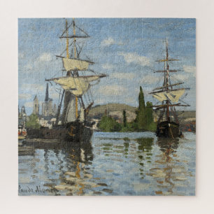 Claude Monet Ships on the Seine River Travel Art Jigsaw Puzzle