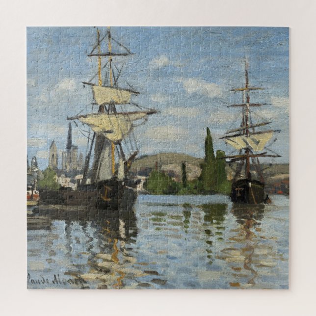 Claude Monet Ships on the Seine River Travel Art Jigsaw Puzzle (Vertical)