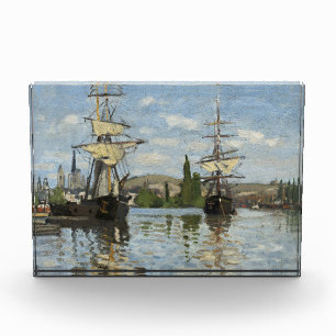 Claude Monet Ships on the Seine River Travel Art Photo Block