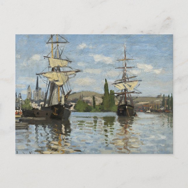 Claude Monet Ships on the Seine River Travel Art Postcard (Front)