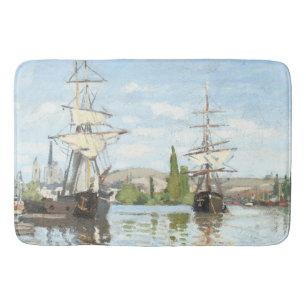 Claude Monet. Ships Riding on the Seine at Rouen Bath Mat