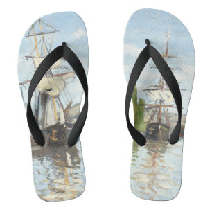 Claude Monet. Ships Riding on the Seine at Rouen Flip Flops