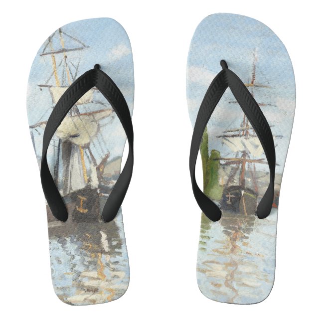 Claude Monet. Ships Riding on the Seine at Rouen Flip Flops (Footbed)