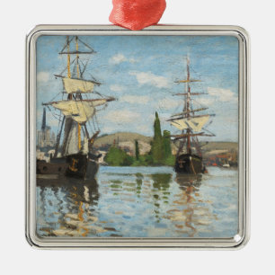 Claude Monet Ships Riding on the Seine at Rouen Metal Tree Decoration