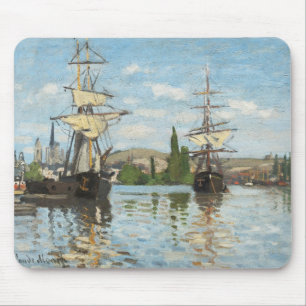 Claude Monet Ships Riding on the Seine at Rouen Mouse Mat