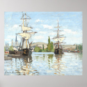 Claude Monet. Ships Riding on the Seine at Rouen Poster