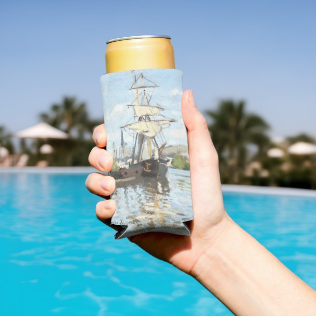 Claude Monet. Ships Riding on the Seine at Rouen Seltzer Can Cooler (In Situ Pool)