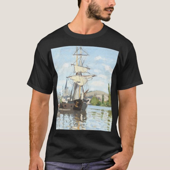 Claude Monet. Ships Riding on the Seine at Rouen T-Shirt (Front)