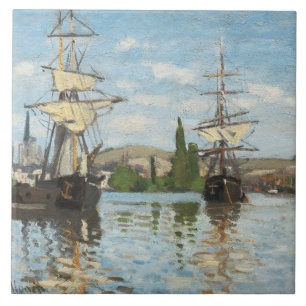 Claude Monet   Ships Riding on the Seine at Rouen Tile