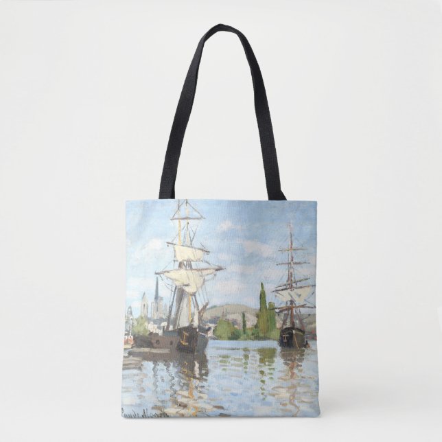Claude Monet. Ships Riding on the Seine at Rouen Tote Bag (Front)