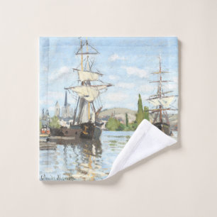 Claude Monet. Ships Riding on the Seine at Rouen Wash Cloth
