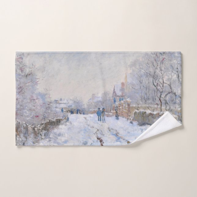 Claude Monet - Snow Scene at Argenteuil Bath Towel Set (Hand Towel)