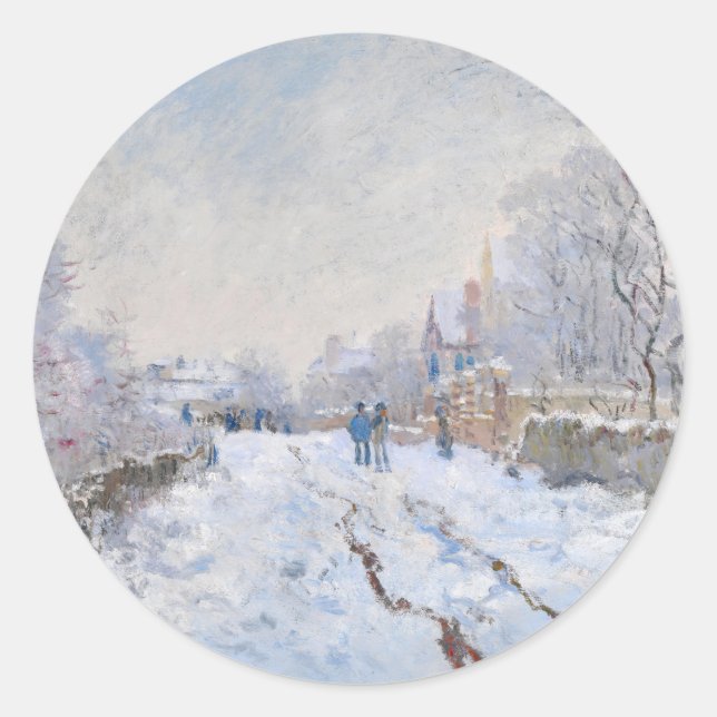 Claude Monet - Snow Scene at Argenteuil Classic Round Sticker (Front)