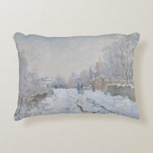 Claude Monet - Snow Scene at Argenteuil Decorative Cushion