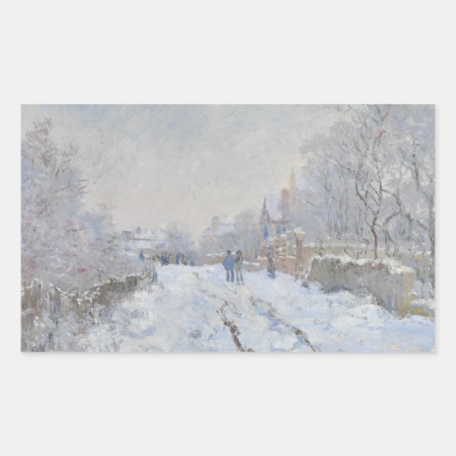 Claude Monet - Snow Scene at Argenteuil Rectangular Sticker (Front)